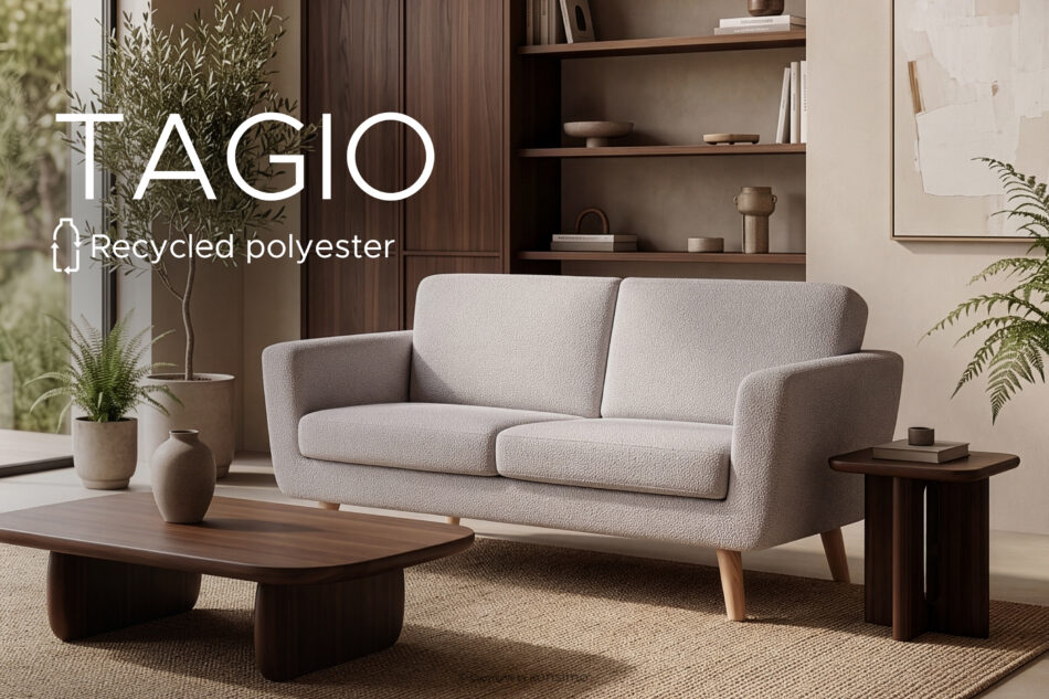 TAGIO Skandynawska sofa 2 osobowa w tkaninie baranek jasnoszara jasny szary - zdjęcie 14