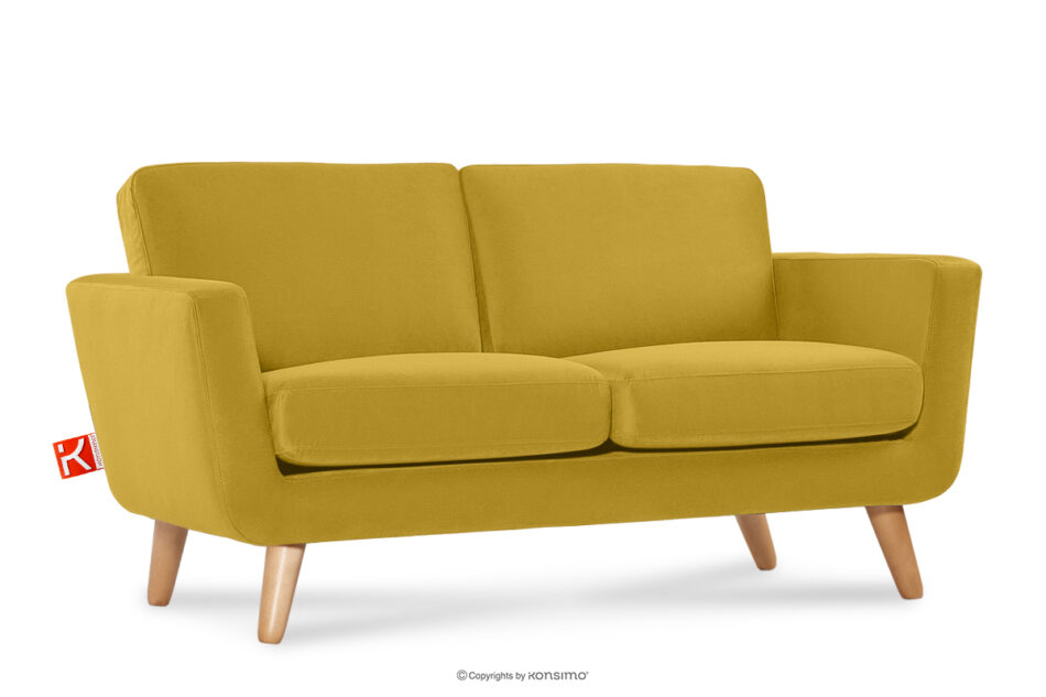 TAGIO Żółta skandynawska sofa 2 osobowa żółty - zdjęcie 2