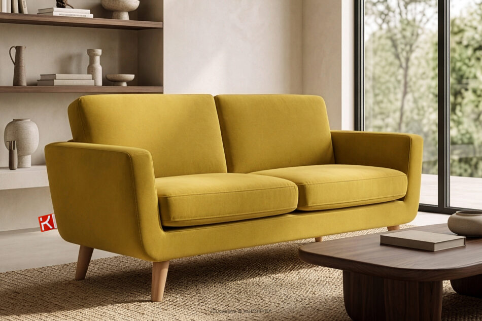 TAGIO Żółta skandynawska sofa 2 osobowa żółty - zdjęcie 1