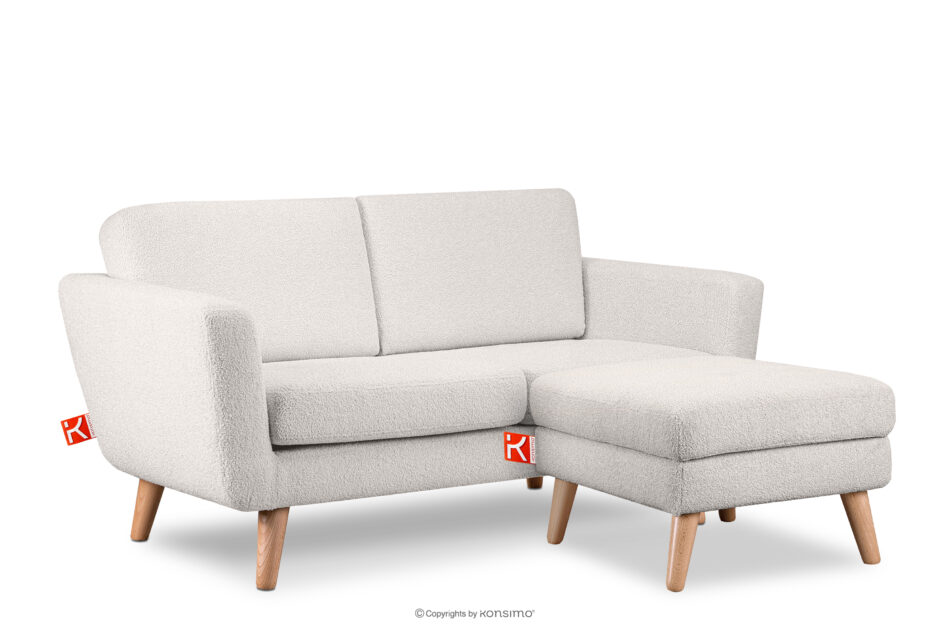 TAGIO Skandynawska sofa 2 osobowa w tkaninie baranek biała biały - zdjęcie 5