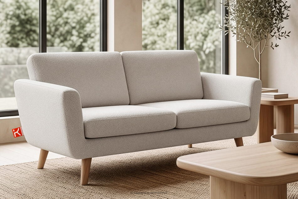 TAGIO Skandynawska sofa 2 osobowa w tkaninie baranek biała biały - zdjęcie 1
