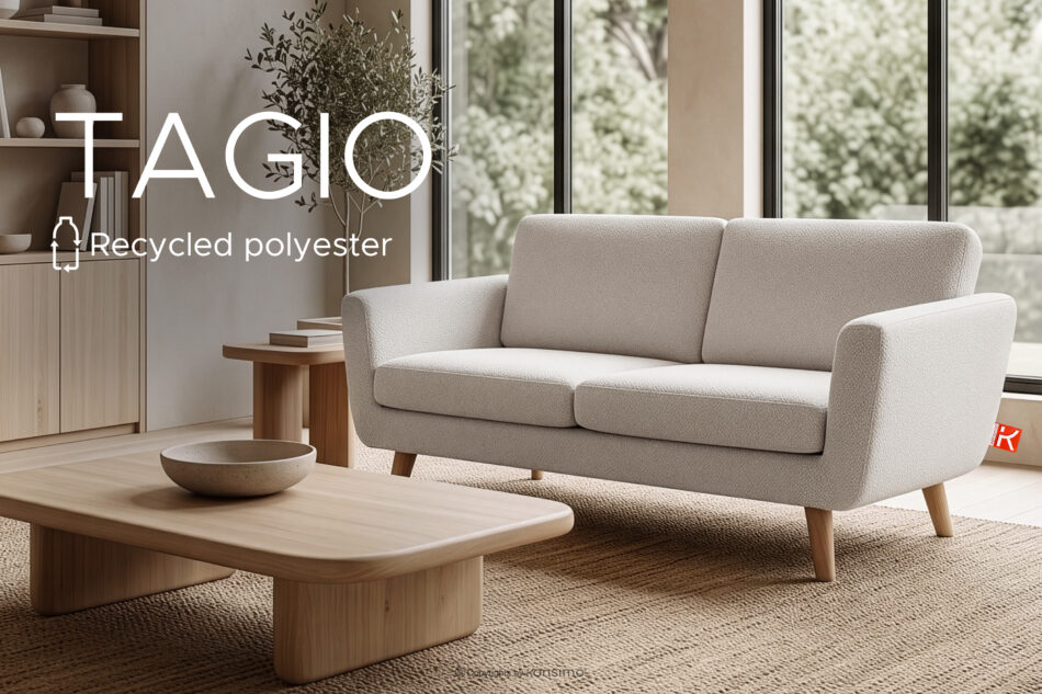 TAGIO Skandynawska sofa 2 osobowa w tkaninie baranek biała biały - zdjęcie 14