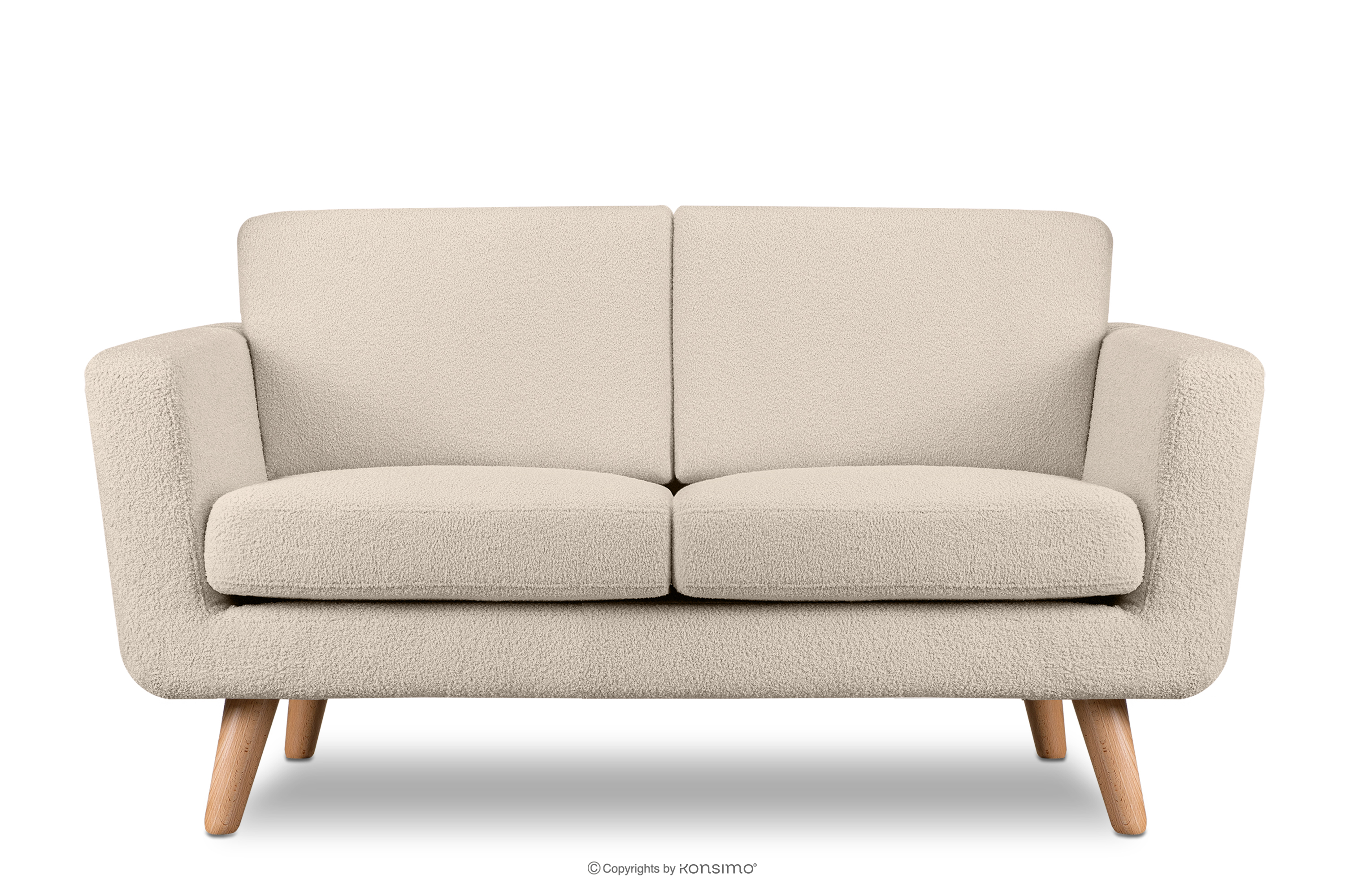 Skandynawska sofa 2 osobowa w tkaninie baranek kremowa TAGIO