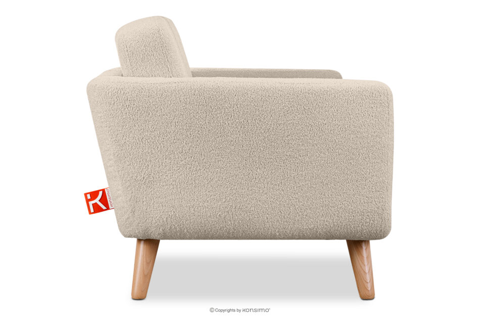 TAGIO Skandynawska sofa 2 osobowa w tkaninie baranek kremowa kremowy - zdjęcie 3