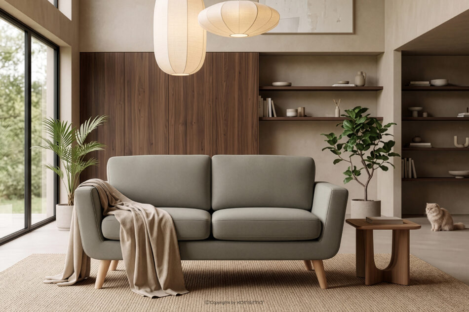 TAGIO Beżowa skandynawska sofa 2 osobowa beżowy - zdjęcie 12