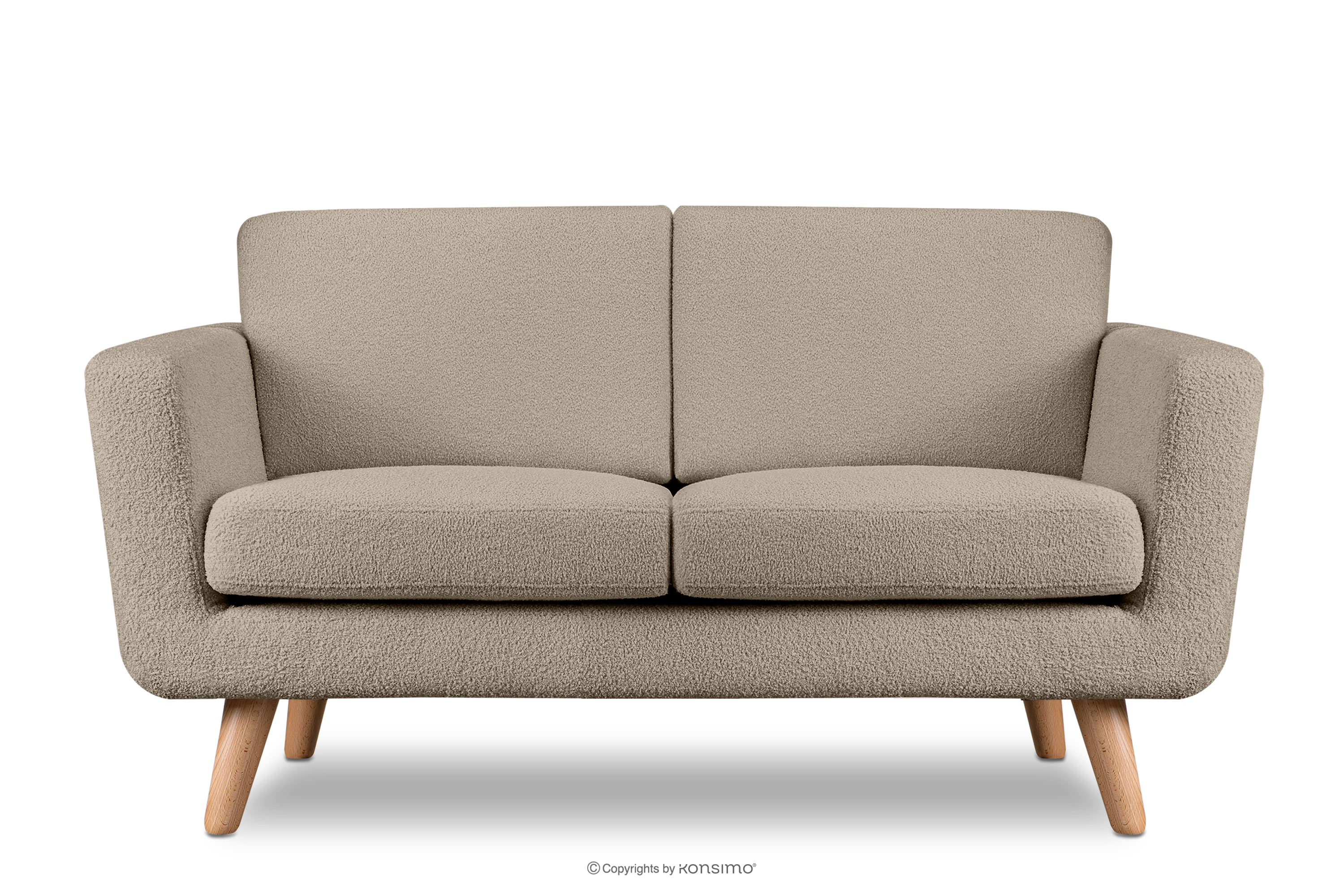Skandynawska sofa 2 osobowa w tkaninie baranek szarobeżowa TAGIO