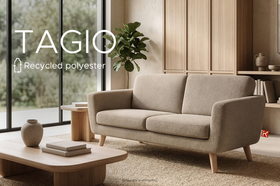 TAGIO Skandynawska sofa 2 osobowa w tkaninie baranek szarobeżowa szarobeżowy - zdjęcie 14