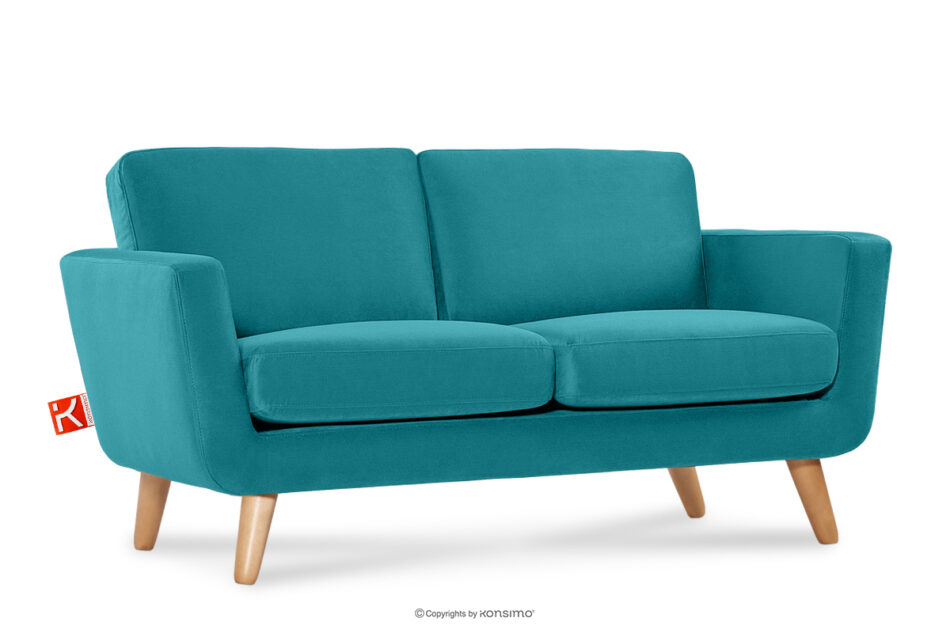 TAGIO Turkusowa skandynawska sofa 2 osobowa turkusowy - zdjęcie 2