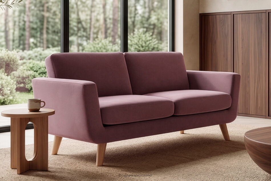 TAGIO Różowa skandynawska sofa 2 osobowa koralowy - zdjęcie 1