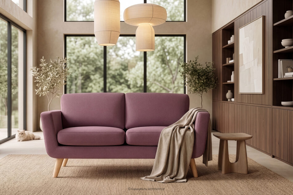 TAGIO Różowa skandynawska sofa 2 osobowa koralowy - zdjęcie 12