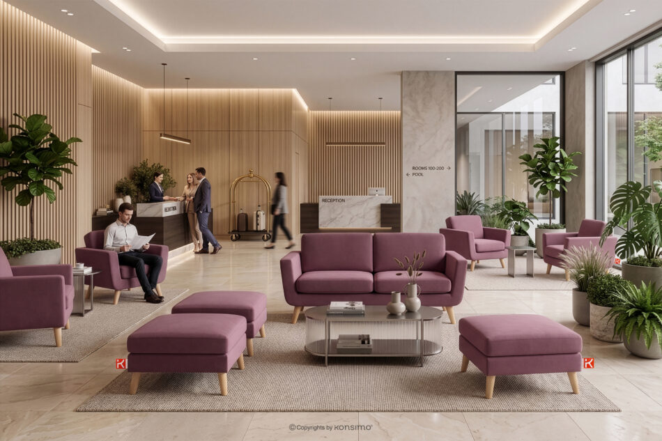 TAGIO Różowa skandynawska sofa 2 osobowa koralowy - zdjęcie 13