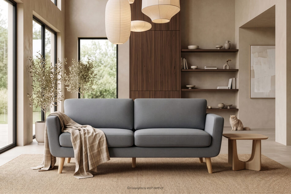 TAGIO Szara skandynawska sofa 3 osobowa szary - zdjęcie 13