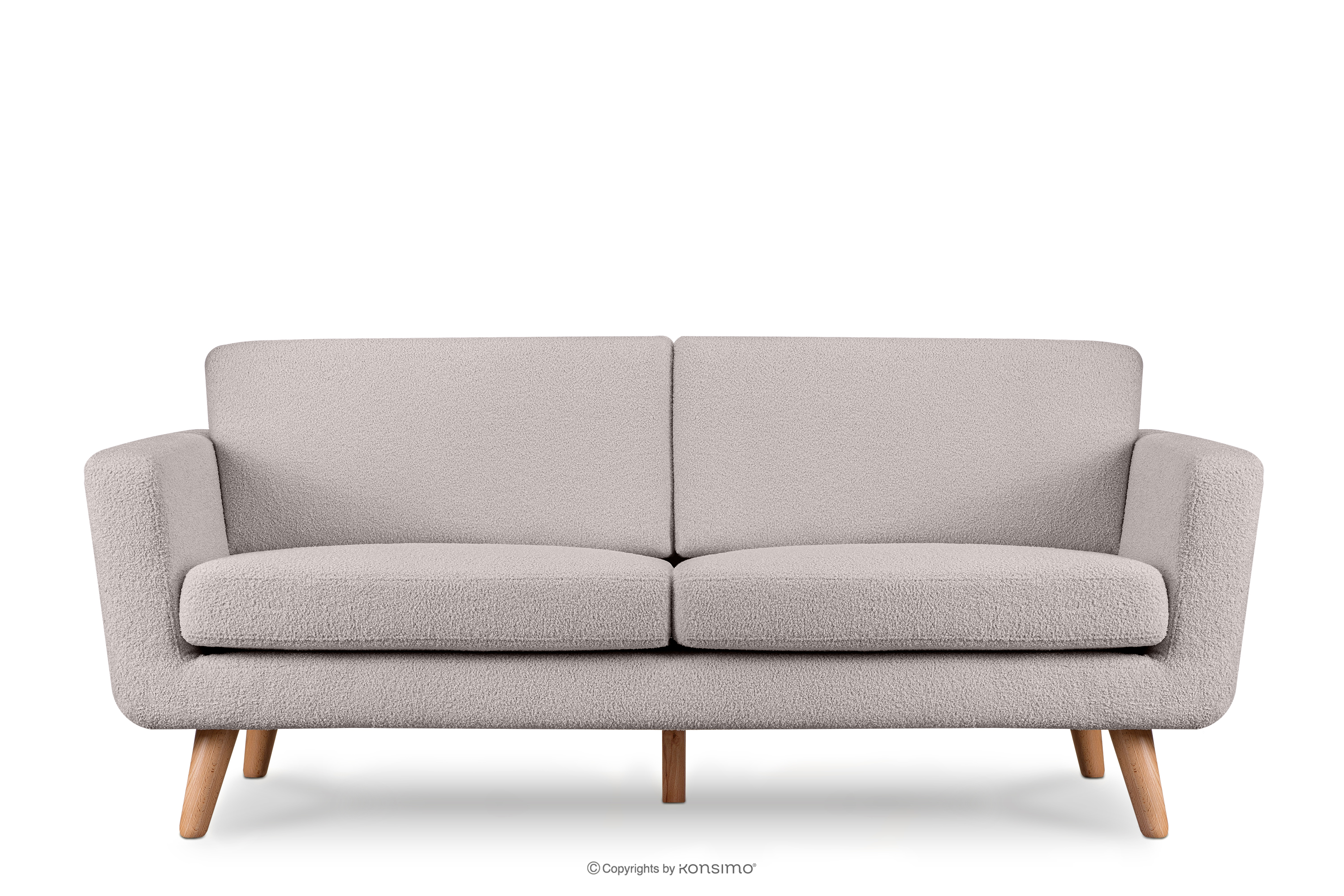 Skandynawska sofa 3 osobowa w tkaninie baranek jasnoszara TAGIO