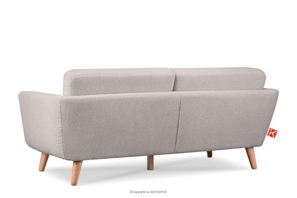 TAGIO Skandynawska sofa 3 osobowa w tkaninie baranek jasnoszara jasny szary - zdjęcie 4