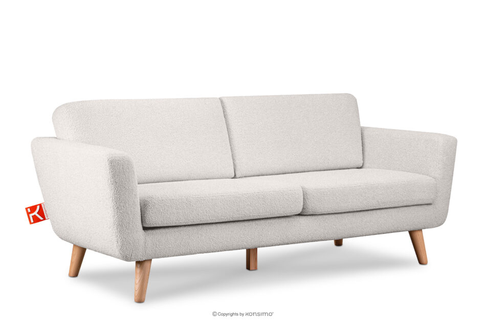 TAGIO Skandynawska sofa 3 osobowa w tkaninie baranek biała biały - zdjęcie 2