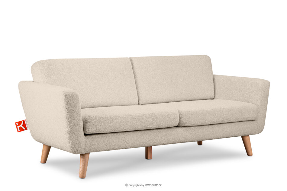 TAGIO Skandynawska sofa teddy 3 osobowa kremowa kremowy - zdjęcie 2
