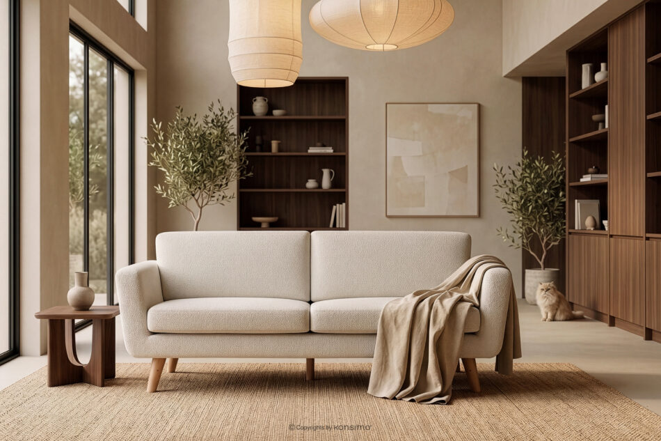TAGIO Skandynawska sofa teddy 3 osobowa kremowa kremowy - zdjęcie 12