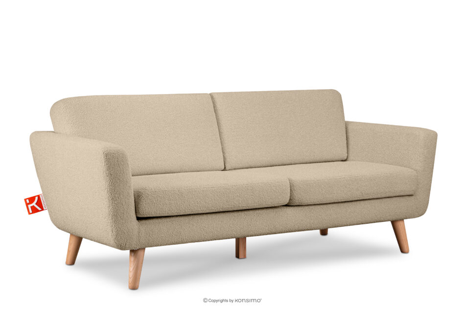 TAGIO Skandynawska sofa 3 osobowa w tkaninie baranek beżowa beżowy - zdjęcie 2