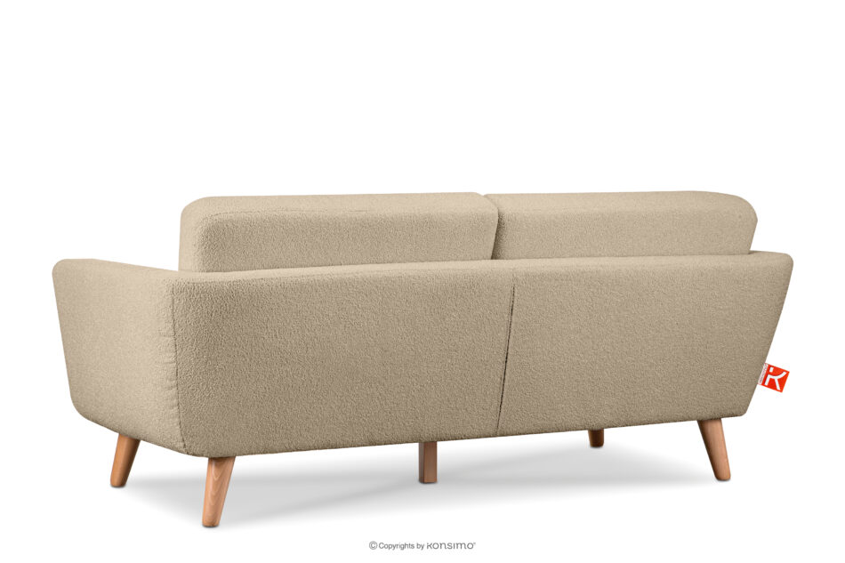 TAGIO Skandynawska sofa 3 osobowa w tkaninie baranek beżowa beżowy - zdjęcie 4