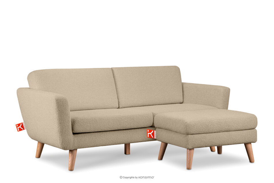TAGIO Skandynawska sofa 3 osobowa w tkaninie baranek beżowa beżowy - zdjęcie 5