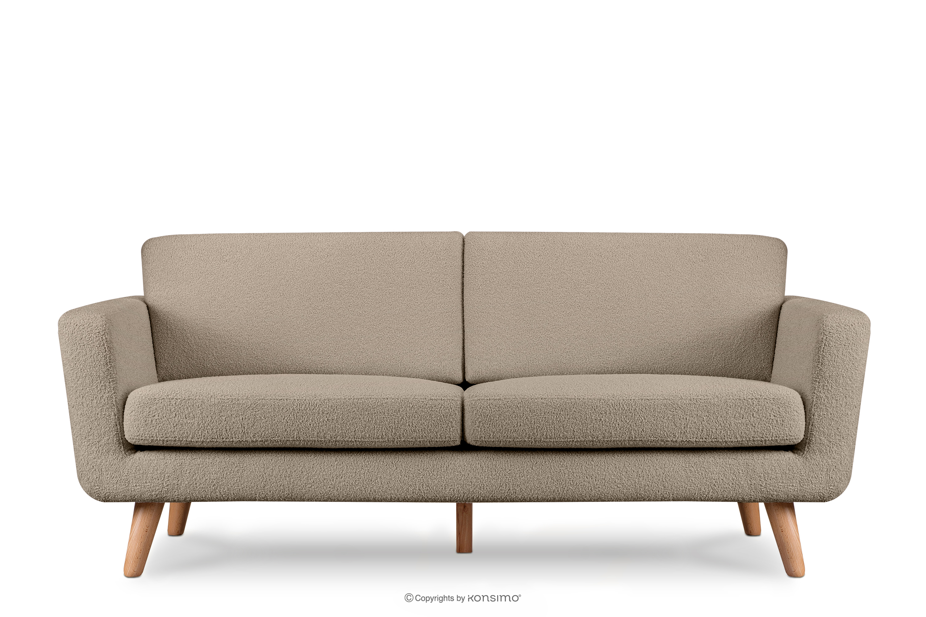 Skandynawska sofa 3 osobowa w tkaninie baranek brązowa TAGIO