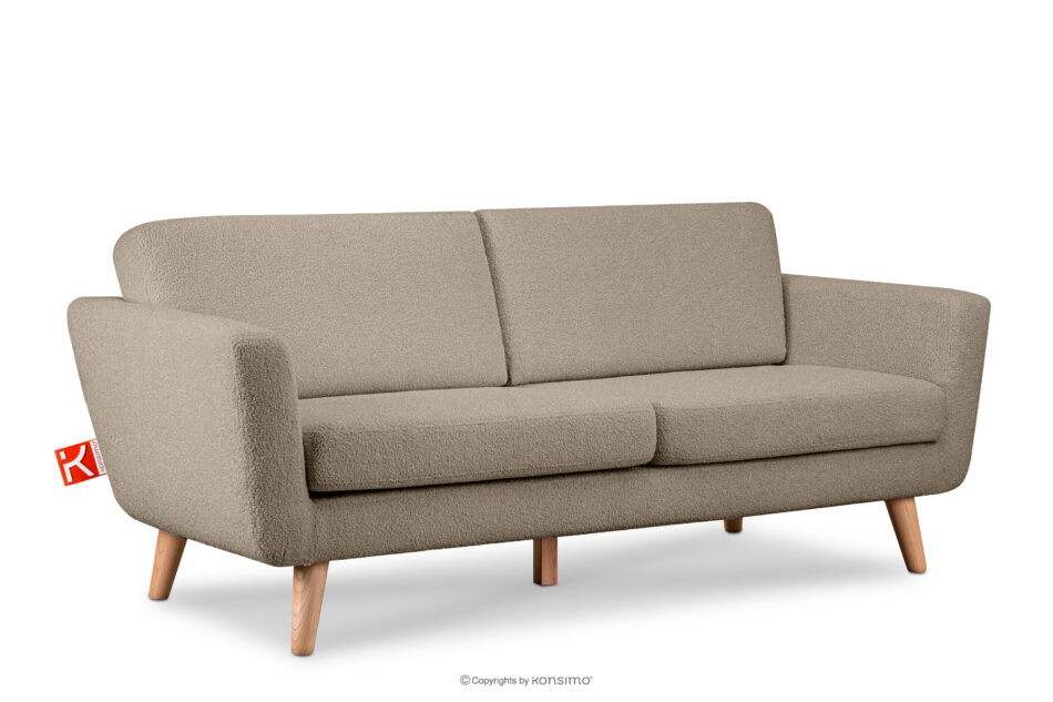 TAGIO Skandynawska sofa 3 osobowa w tkaninie baranek brązowa brązowy - zdjęcie 2
