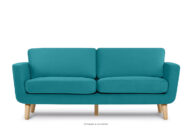 Turkusowa skandynawska sofa 3 osobowa