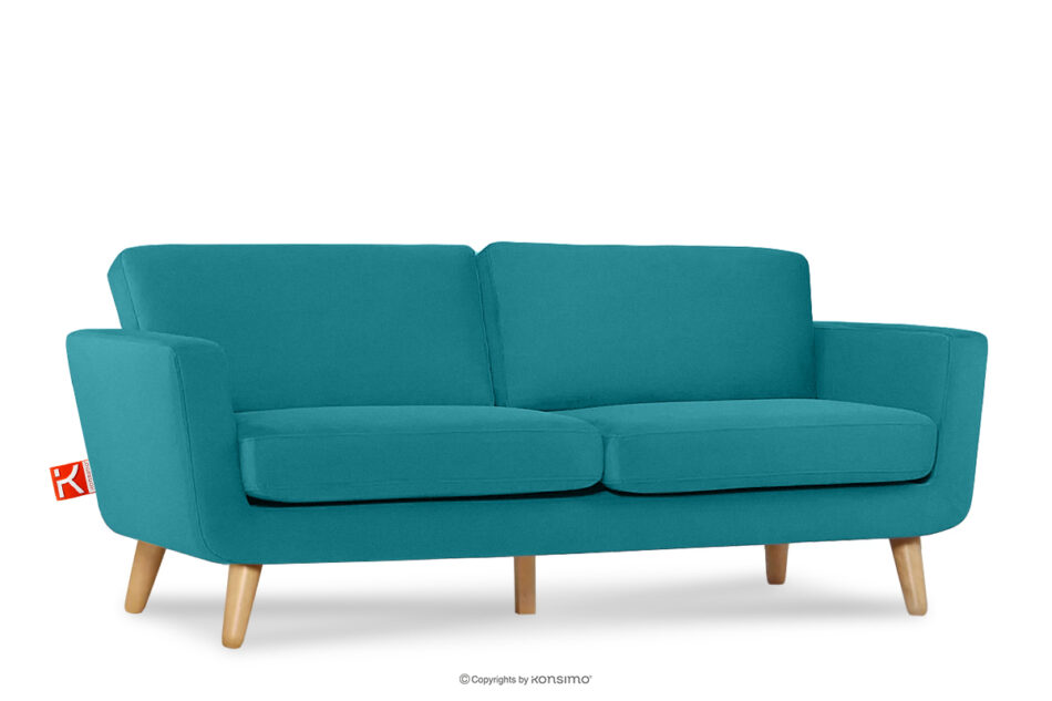 TAGIO Turkusowa skandynawska sofa 3 osobowa turkusowy - zdjęcie 2