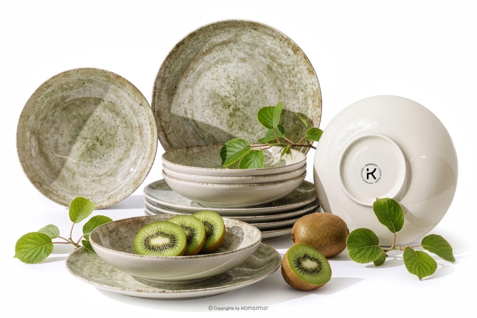 ERATO Zestaw obiadowy beżowy z porcelany 6 os. (12 el.) beżowy - zdjęcie 0