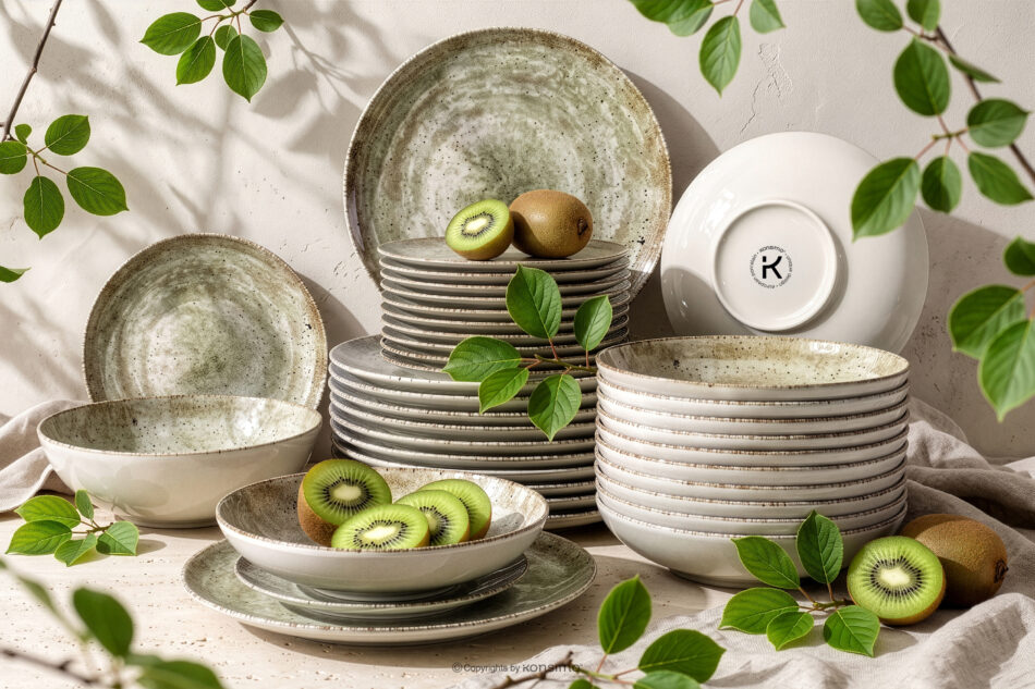 ERATO Zestaw obiadowy beżowy z porcelany 12 os. (36 el.) beżowy - zdjęcie 1