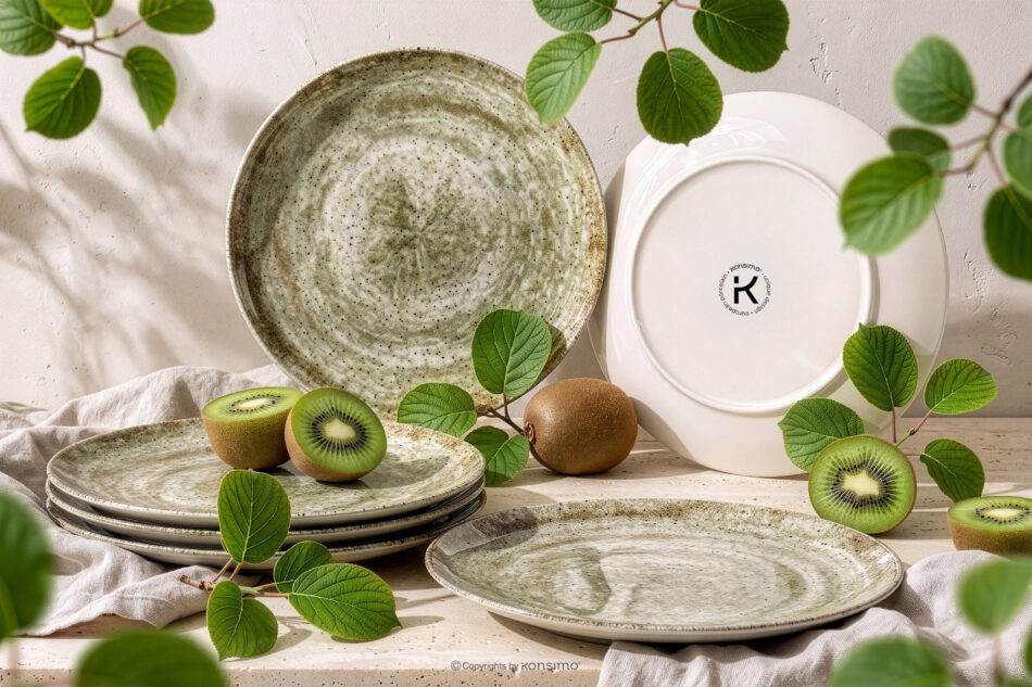 ERATO Talerz obiadowy beżowy z porcelany 6szt. beżowy - zdjęcie 1