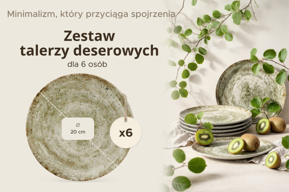 ERATO Talerz deserowy beżowy z porcelany 6szt. beżowy - zdjęcie 6