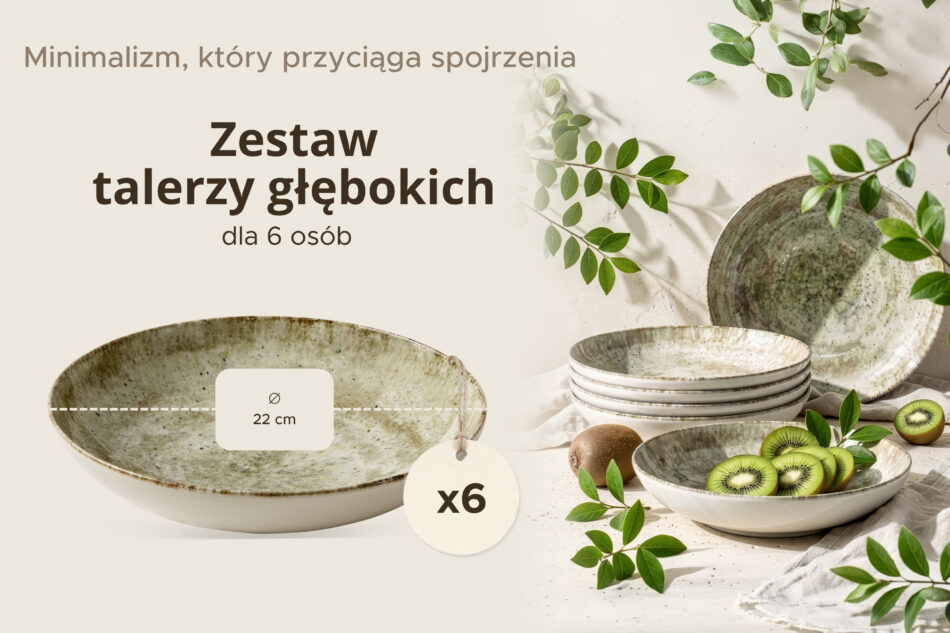 ERATO Talerz głęboki beżowy z porcelany 6szt. beżowy - zdjęcie 6