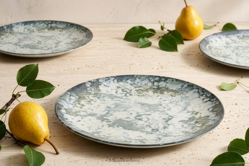FINGO Talerz obiadowy z porcelany zieleń boho wielokolorowy - zdjęcie 1