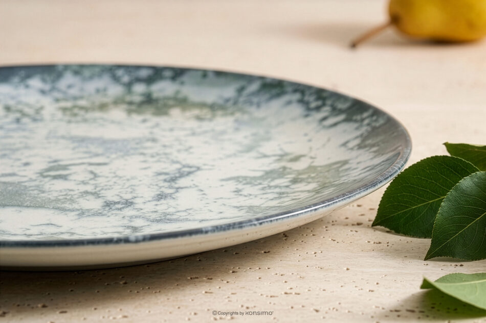 FINGO Talerz obiadowy z porcelany zieleń boho wielokolorowy - zdjęcie 7