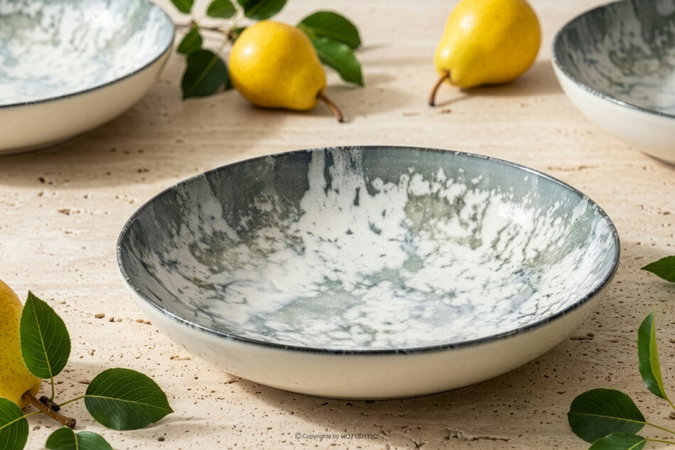 FINGO Talerz głęboki z porcelany zieleń boho wielokolorowy - zdjęcie 1