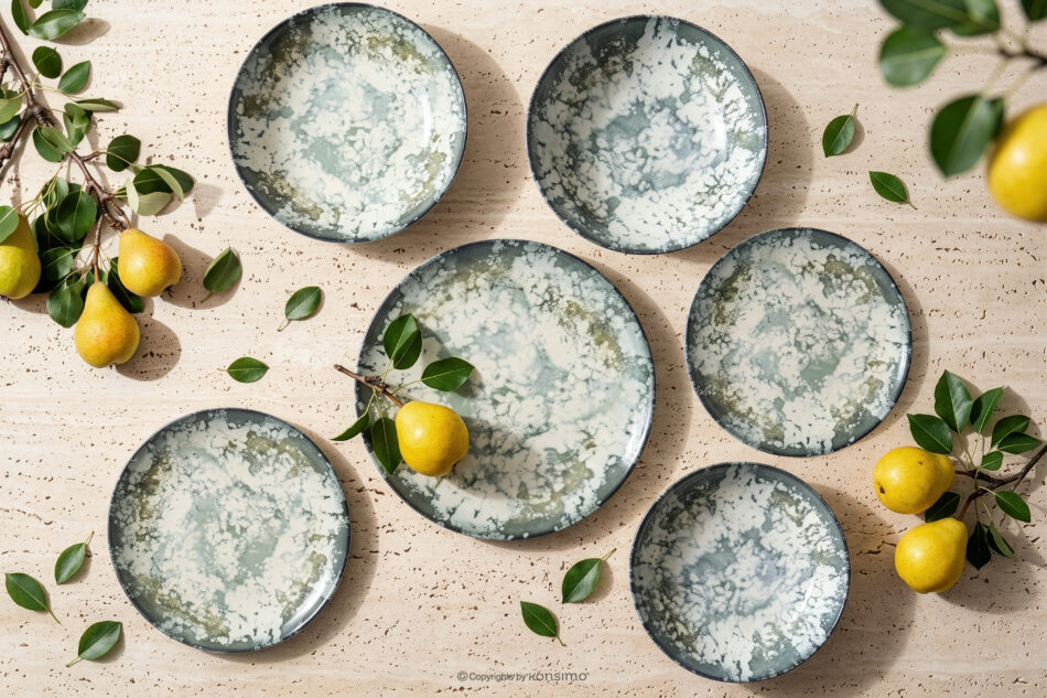 FINGO Talerz głęboki z porcelany zieleń boho wielokolorowy - zdjęcie 8