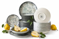 Zestaw obiadowy z porcelany zieleń boho 12os. (36 el.)