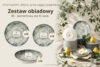 FINGO Zestaw obiadowy z porcelany zieleń boho 12os. (36 el.) wielokolorowy - zdjęcie 9
