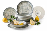 Zestaw obiadowy z porcelany zieleń boho 6os. (12 el.)