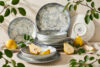 FINGO Zestaw obiadowy z porcelany zieleń boho 6os. (12 el.) wielokolorowy - zdjęcie 2