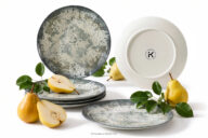 Talerz obiadowy z porcelany zieleń boho 6 szt.