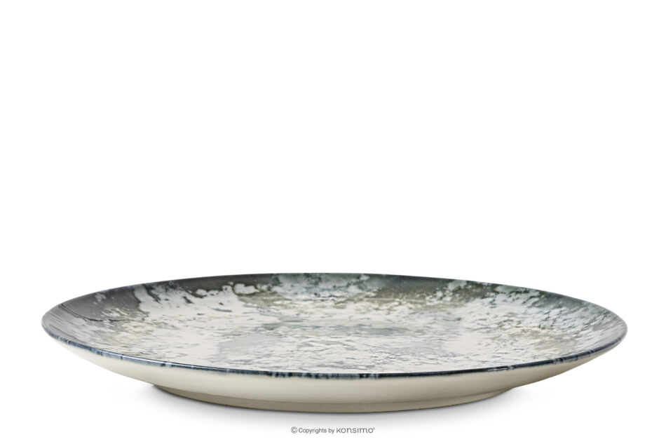 FINGO Talerz obiadowy z porcelany zieleń boho 6 szt. wielokolorowy - zdjęcie 2