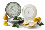 Talerz deserowy z porcelany zieleń boho 6 szt.