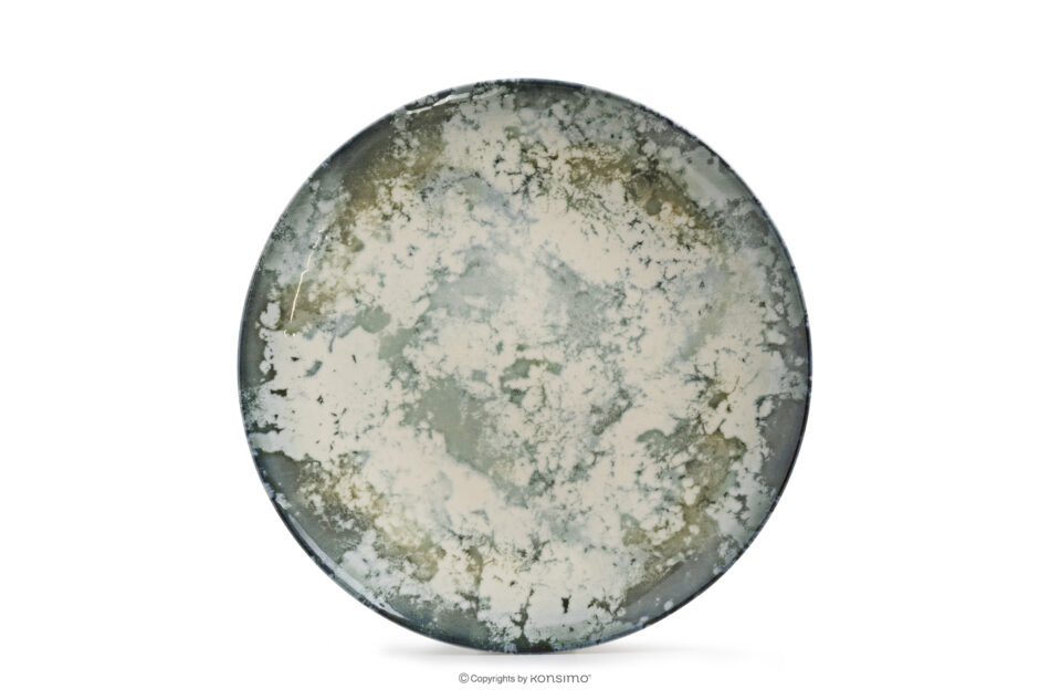 FINGO Talerz deserowy z porcelany zieleń boho 6 szt. wielokolorowy - zdjęcie 5
