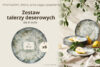 FINGO Talerz deserowy z porcelany zieleń boho 6 szt. wielokolorowy - zdjęcie 7