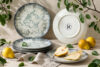 FINGO Talerz deserowy z porcelany zieleń boho 6 szt. wielokolorowy - zdjęcie 2