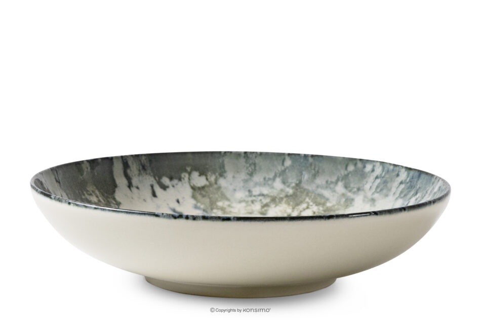 FINGO Talerz głęboki z porcelany zieleń boho 6 szt. wielokolorowy - zdjęcie 2