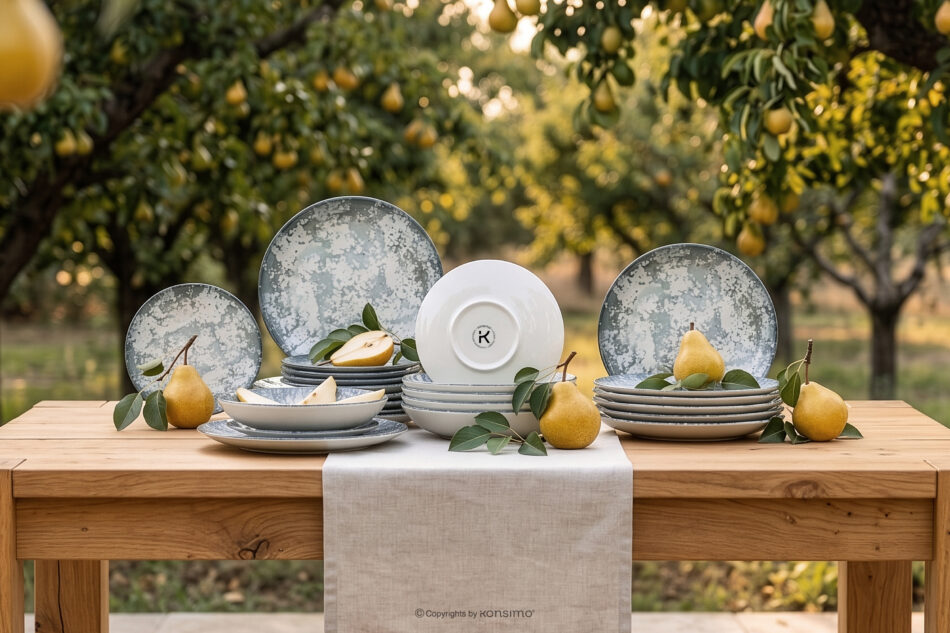 FINGO Talerz głęboki z porcelany zieleń boho wielokolorowy - zdjęcie 6