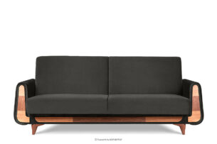 GUSTAVO, https://konsimo.pl/kolekcja/gustavo/ Szara sofa rozkładana welur antracytowy - zdjęcie